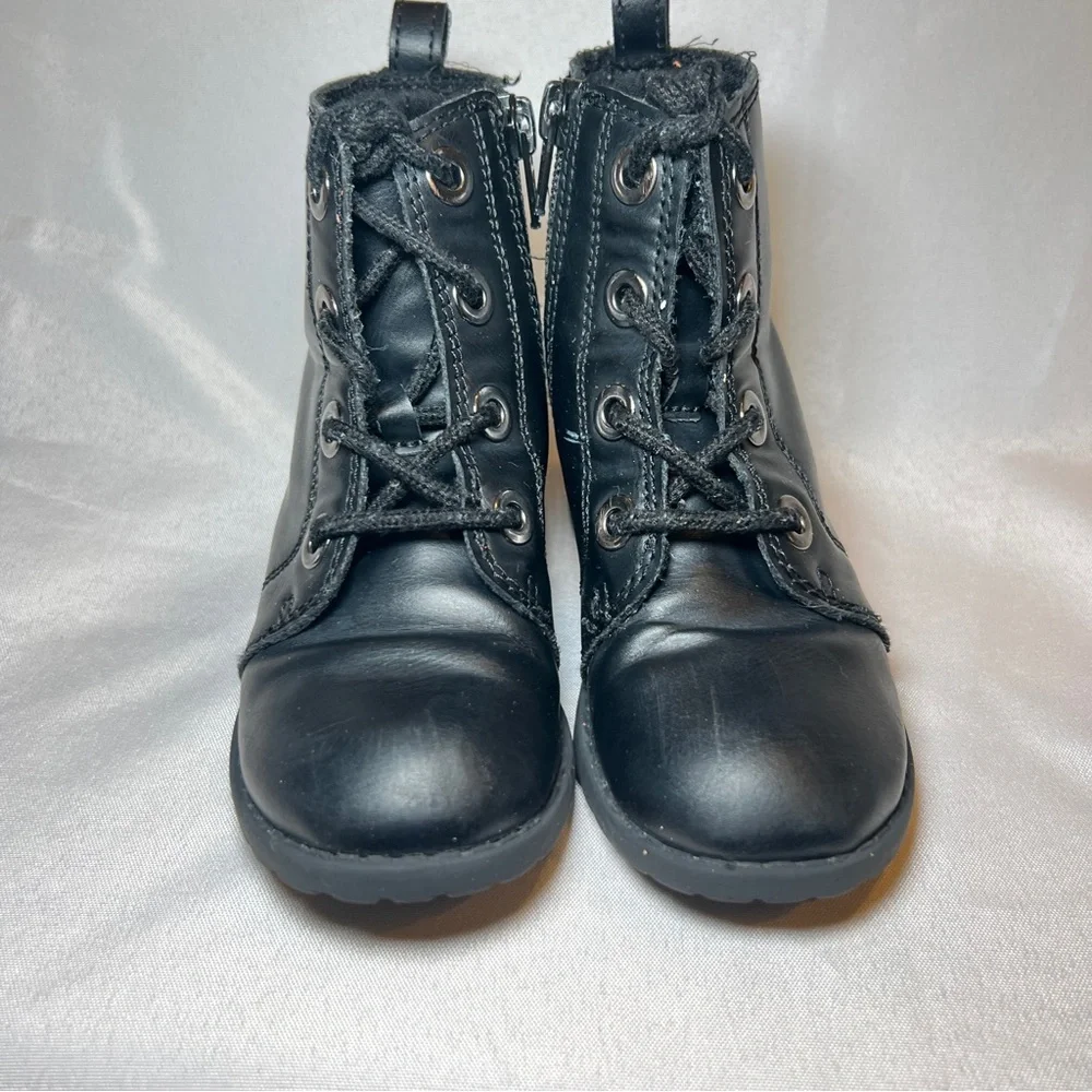 Old Navy Black Toddler Girl Size 8 Combat Boots‎ Lace Up Zipper